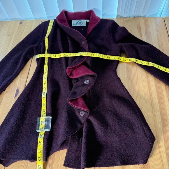 Anthropologie Rosie Neira 100% Wool Purple Ruffle Blazer Jacket Witchy S - Picture 4 of 10